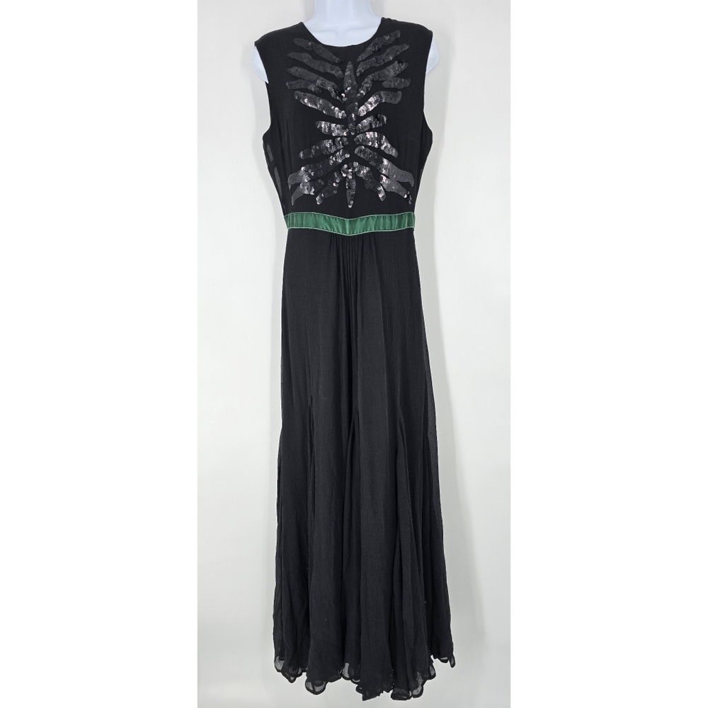 Armand Basi Black Embellished Silk Sleeveless Dress Size 42 8 NEW